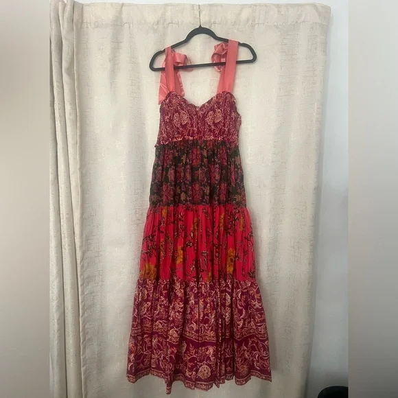 Free People Bohemian Floral Maxi Dress - Pink and Red - Picture 1 of 3